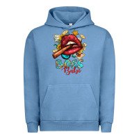 Pigment Pebble Blue Western Boss Babe Cigar Lip Urban Hoodie - BundleAndBundleShop