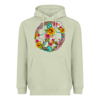 Matcha floral peace sign with gemstone Heavyweight Hoodie - Artiststas