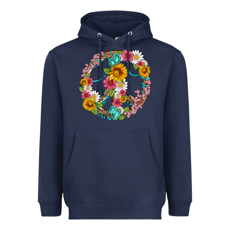 Floral Peace Sign With Gemstone Heavyweight Hoodie by Artiststas | Teevron