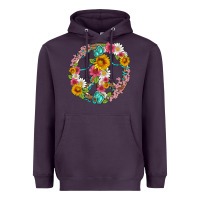 Plum floral peace sign with gemstone Heavyweight Hoodie - Artiststas