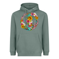 Sage floral peace sign with gemstone Heavyweight Hoodie - Artiststas