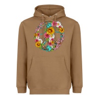 Toasted Coconut floral peace sign with gemstone Heavyweight Hoodie - Artiststas