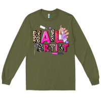 Army Green nail artist Long Sleeve Tee - AdoDesignShop