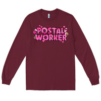 Burgundy Breast Cancer Postal Worker Long Sleeve Tee - texasbilliewilder