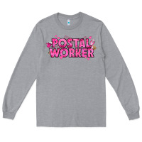 Heather Grey Breast Cancer Postal Worker Long Sleeve Tee - texasbilliewilder