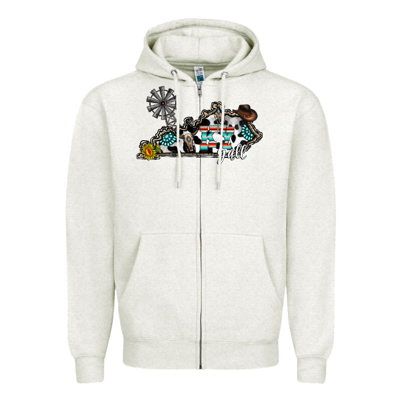 Ky Yall Western Zipper Hoodie by CowhideDigitalArt | Teevron