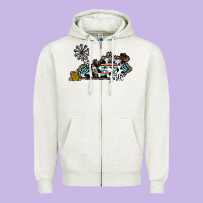 Ky Yall Western Zipper Hoodie Designed By Cowhidedigitalart