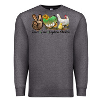 Charcoal Heather Peace Love Leghorn Chicken Premium Sweatshirt - LillyAllenDesigns