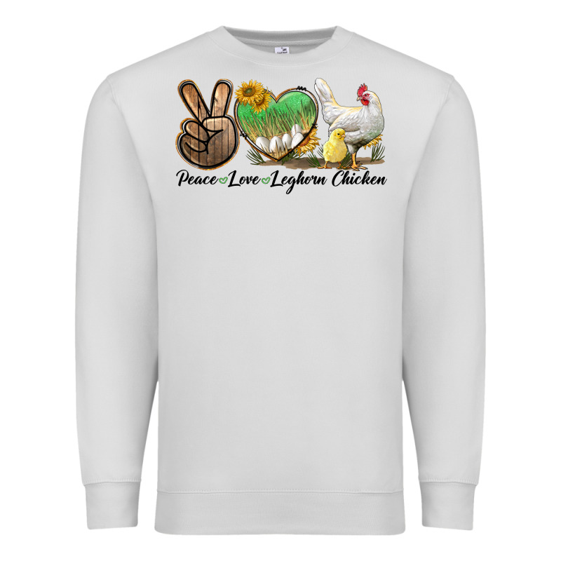 Peace Love Leghorn Chicken Premium Sweatshirt by LillyAllenDesigns | Teevron