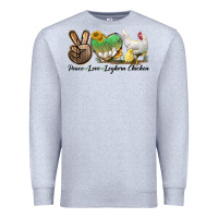 Heather Grey Peace Love Leghorn Chicken Premium Sweatshirt - LillyAllenDesigns