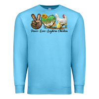 Ocean Blue Peace Love Leghorn Chicken Premium Sweatshirt - LillyAllenDesigns