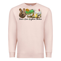 Pale Pink Peace Love Leghorn Chicken Premium Sweatshirt - LillyAllenDesigns
