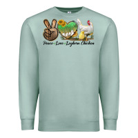 Seafoam Peace Love Leghorn Chicken Premium Sweatshirt - LillyAllenDesigns