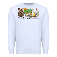White Peace Love Leghorn Chicken Premium Sweatshirt - LillyAllenDesigns