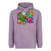 Lavender cactus peace sign flowers and tie dye Heavyweight Hoodie - Artiststas