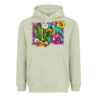 Matcha cactus peace sign flowers and tie dye Heavyweight Hoodie - Artiststas