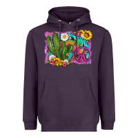 Plum cactus peace sign flowers and tie dye Heavyweight Hoodie - Artiststas