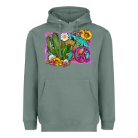 Sage cactus peace sign flowers and tie dye Heavyweight Hoodie - Artiststas