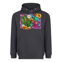 Cactus Peace Sign Flowers And Tie Dye Heavyweight Hoodie | Teevron