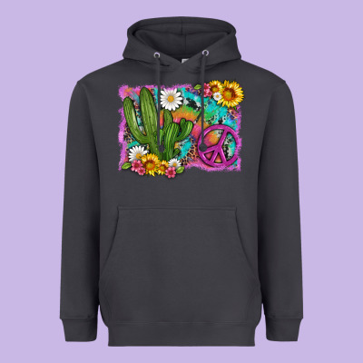 Cactus Peace Sign Flowers And Tie Dye Heavyweight Hoodie Designed By Artiststas