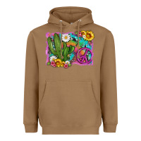 Toasted Coconut cactus peace sign flowers and tie dye Heavyweight Hoodie - Artiststas