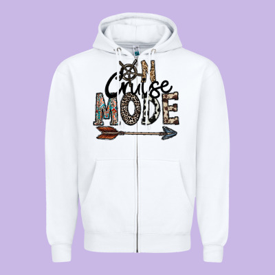 On Cruise Mode Zipper Hoodie Designed By Cowhidedigitalart