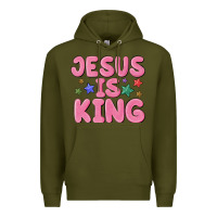 Army Green jesus is king Premium Hoodie - MaliasSmallBusiness