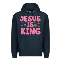 Navy jesus is king Premium Hoodie - MaliasSmallBusiness