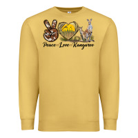 Antique Gold Peace Love Kangaroo Premium Sweatshirt - LillyAllenDesigns