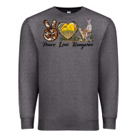 Charcoal Heather Peace Love Kangaroo Premium Sweatshirt - LillyAllenDesigns