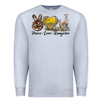 Heather Grey Peace Love Kangaroo Premium Sweatshirt - LillyAllenDesigns
