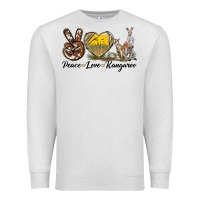 Oatmeal Heather Peace Love Kangaroo Premium Sweatshirt - LillyAllenDesigns