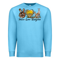 Ocean Blue Peace Love Kangaroo Premium Sweatshirt - LillyAllenDesigns