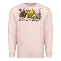 Pale Pink Peace Love Kangaroo Premium Sweatshirt - LillyAllenDesigns