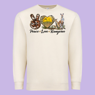 Peace Love Kangaroo Premium Sweatshirt Designed By Lillyallendesigns