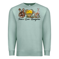 Seafoam Peace Love Kangaroo Premium Sweatshirt - LillyAllenDesigns