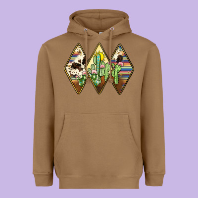 Cactus Serape Cowhide Heavyweight Hoodie Designed By Jahusdesignshop