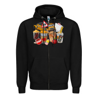 Black School Bus Coffee Cups Zipper Hoodie - FaDigitalArtStudio