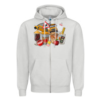 Dove Grey School Bus Coffee Cups Zipper Hoodie - FaDigitalArtStudio