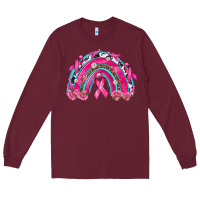 Burgundy Breast Cancer Rainbow Long Sleeve Tee - texasbilliewilder