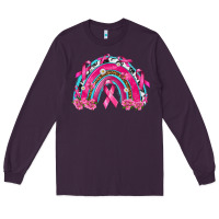 Plum Breast Cancer Rainbow Long Sleeve Tee - texasbilliewilder