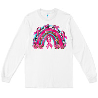 White Breast Cancer Rainbow Long Sleeve Tee - texasbilliewilder