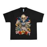 Black Flower Boho Skull Skeleton Urban Heavy Tee - RanaPortraitStore