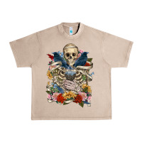 French Oak Flower Boho Skull Skeleton Urban Heavy Tee - RanaPortraitStore