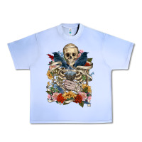 Grape Ice Flower Boho Skull Skeleton Urban Heavy Tee - RanaPortraitStore