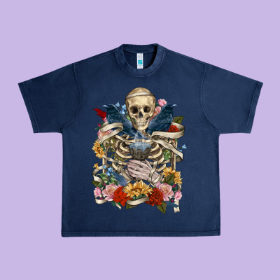 Urban Heavy Tee Flower Boho Skull Skeleton