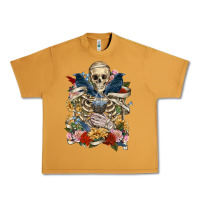 Peanut Butter Flower Boho Skull Skeleton Urban Heavy Tee - RanaPortraitStore