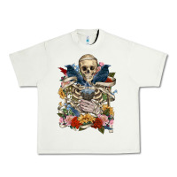 Pistachio Flower Boho Skull Skeleton Urban Heavy Tee - RanaPortraitStore