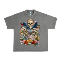 Tornado Flower Boho Skull Skeleton Urban Heavy Tee - RanaPortraitStore