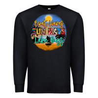 Black boat waves sun rays lake days Premium Sweatshirt - NancyCooperArtShop